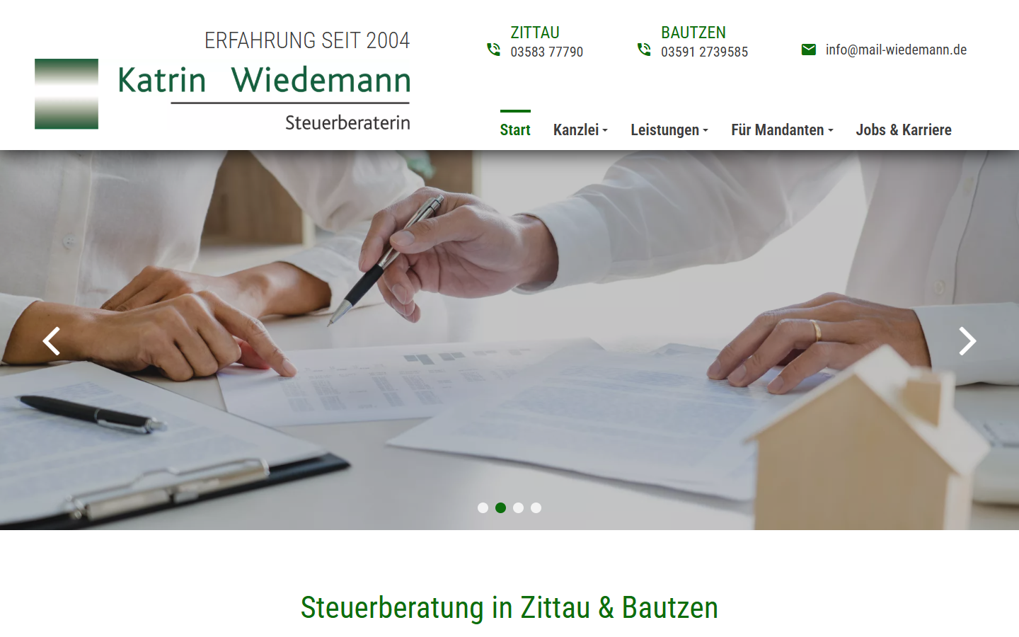 Notebookansicht: Webseite für Steuerberater & Kanzleien in Zittau & Bautzen für Steuerberaterin Katrin Wiedemann